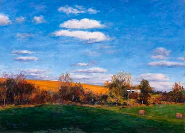 Painting of rural field by Gary Bowling