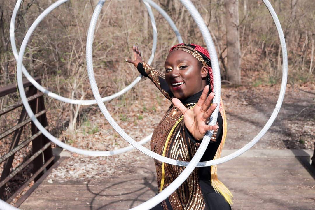 Martika Daniels with hula hoops