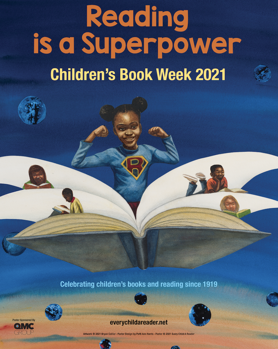 Reading is a Superpower girl with book