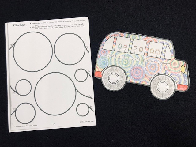circles to cut and colorful school bus craft