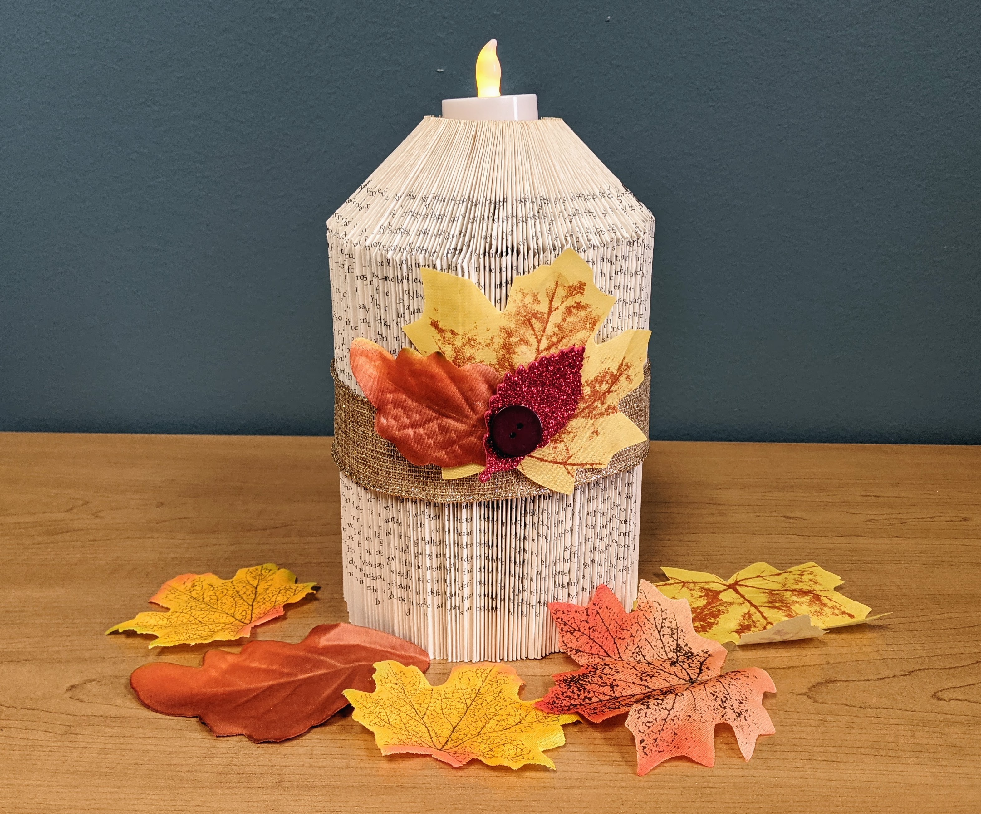 Fall Book Folding Candle