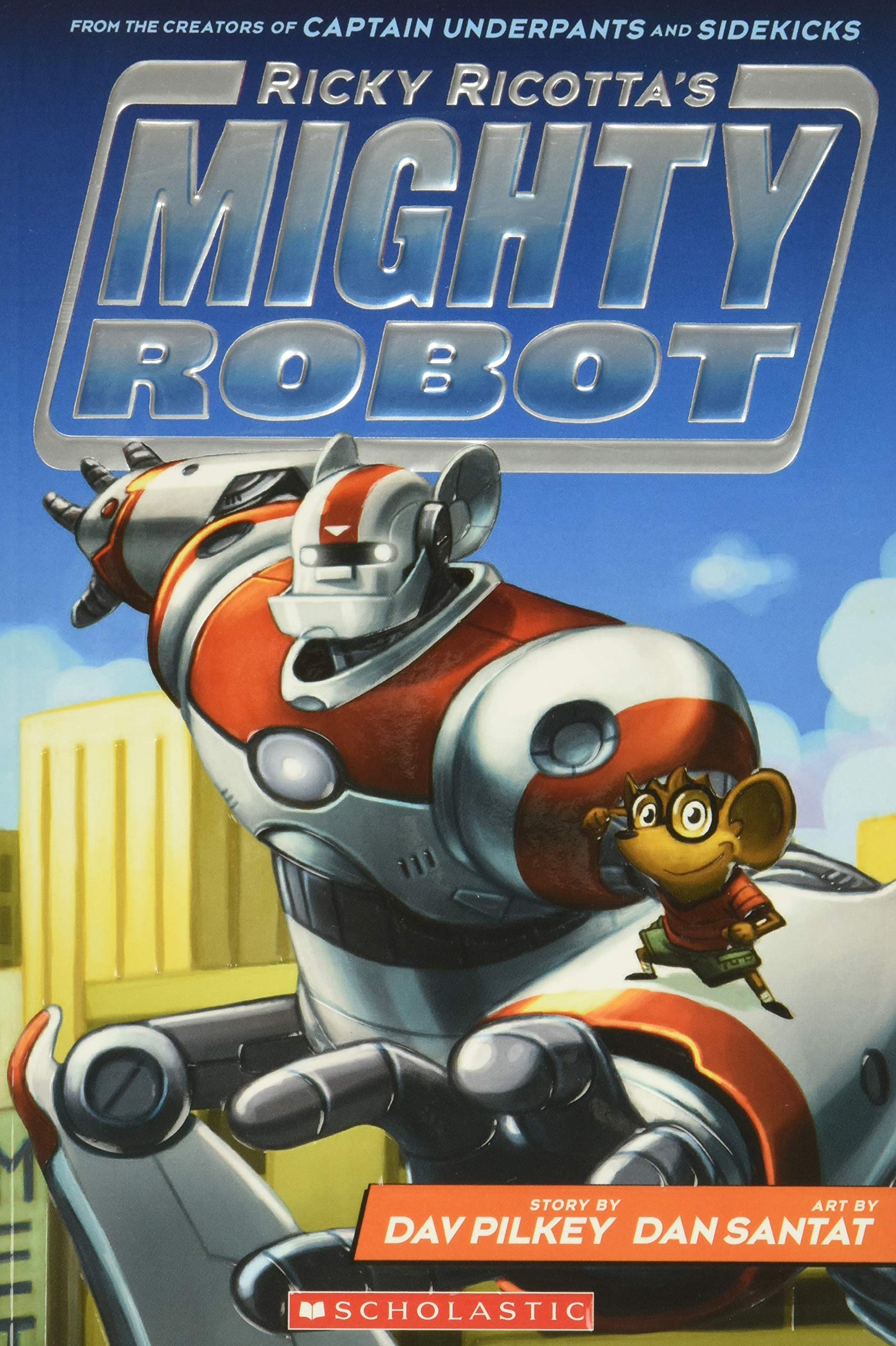 Robot and Mouse pose on cover of book