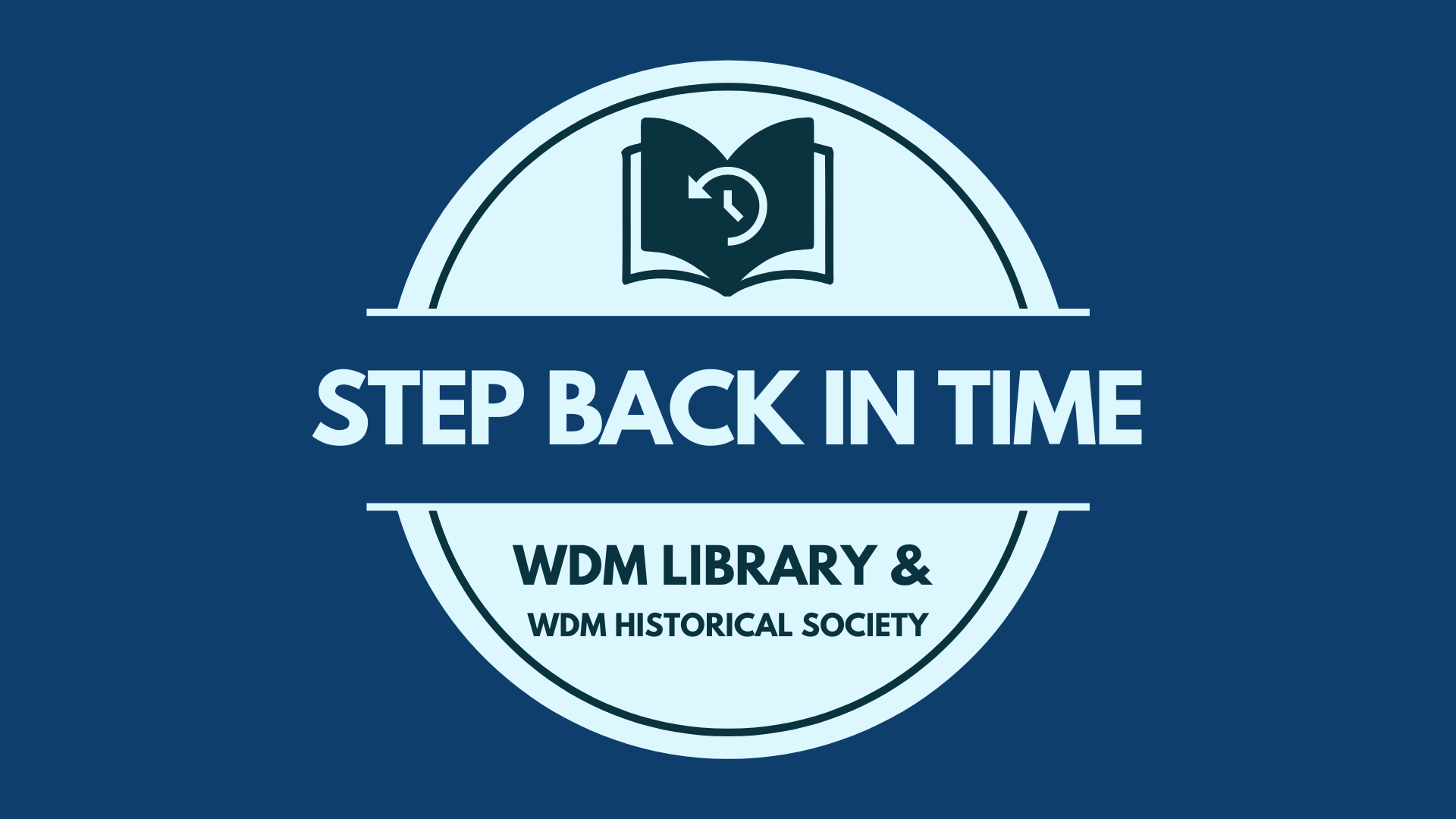 Step Back in Time logo -light/dark blue