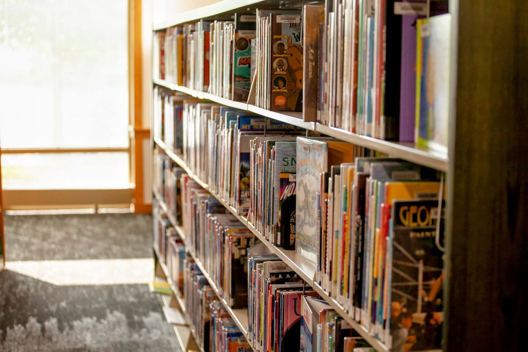 Bookshelf at WDM Public Library