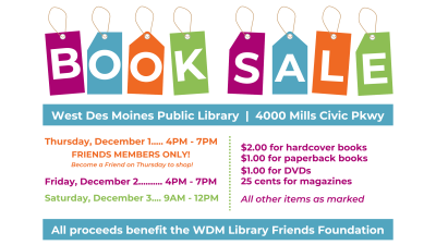 WDM Library Friends Foundation Book Sale on December 1 - 3