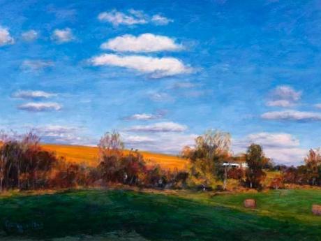 Painting of rural field by Gary Bowling