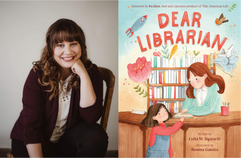 photo of author and book cover