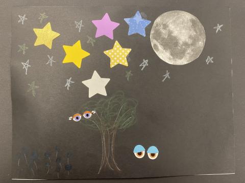 Night scene on black paper 