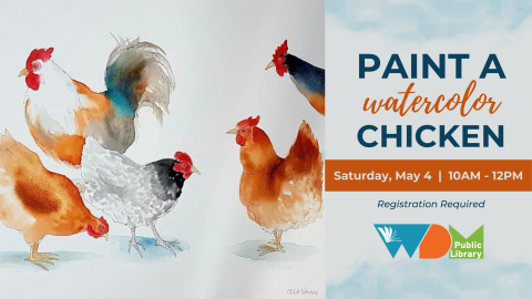 images of chickens painted in chickens; date/time of the program