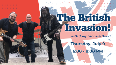 Photo of Joey Leone and his band; date/time of program