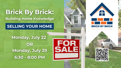 image of "for sale" sign and house; date/time of program