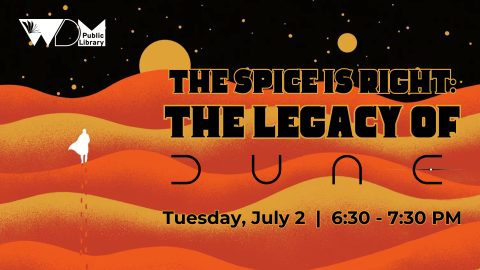 date/time of program on a background of illustrated desert