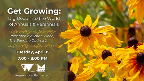 photo of black-eyed susan flowers; date/time of program