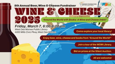 WDM Library Friends Foundation Fundraiser Wine and Cheese 2025