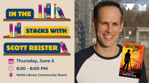 Photo of author Scott Reister; date/time of program