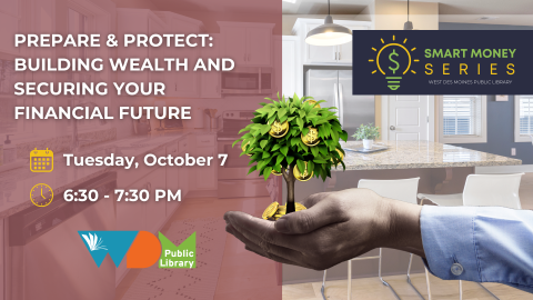 hand holding money tree; date/time of program