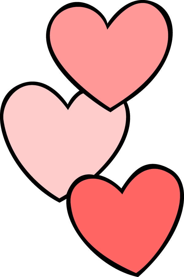 three pink hearts