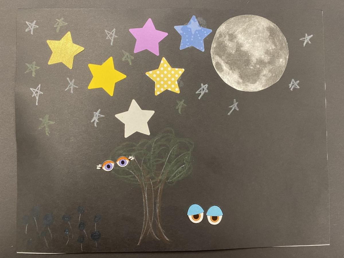 Night scene on black paper 