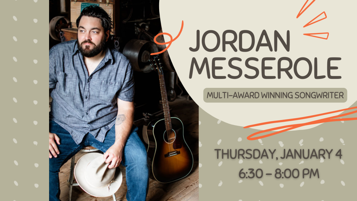 photo of musician Jordan Messerole; date/time of program